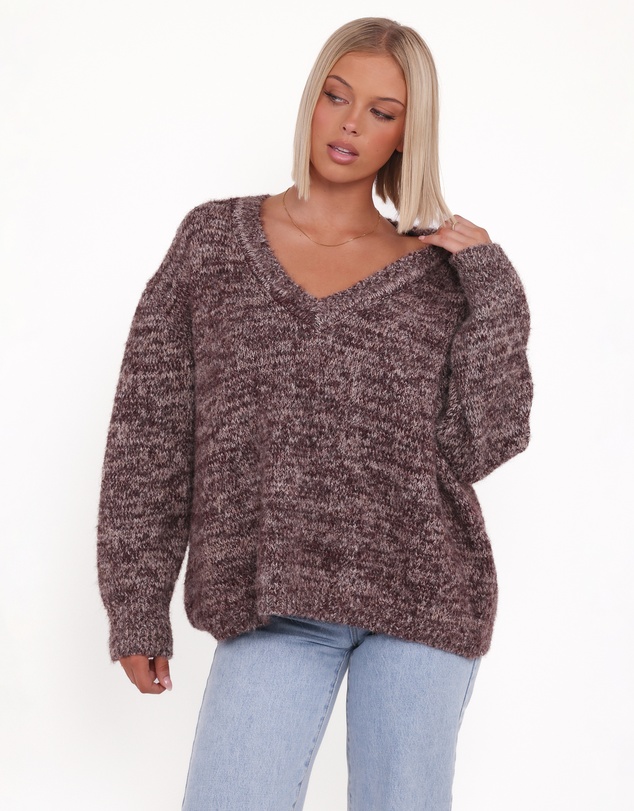 Petal & Pup - Libby Oversized Sweater - Brown Marle