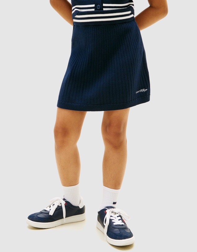 Tommy Hilfiger - Girls Logo Embroidery Rib-Knit Skirt - Teens