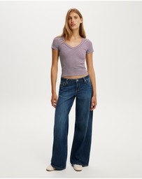 Cotton On - Goldie Rib V Neck Short Sleeve