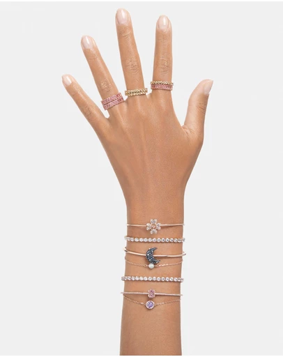 Swarovski - Matrix Tennis bracelet, Round cut, White, Rose gold-tone plated