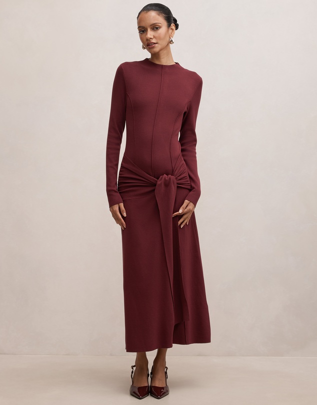 Forever New Petite - Irina Petite Long Sleeves Tie Knitted Dress