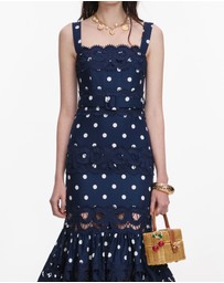 Self Portrait - Polka Dot Linen Midi Dress