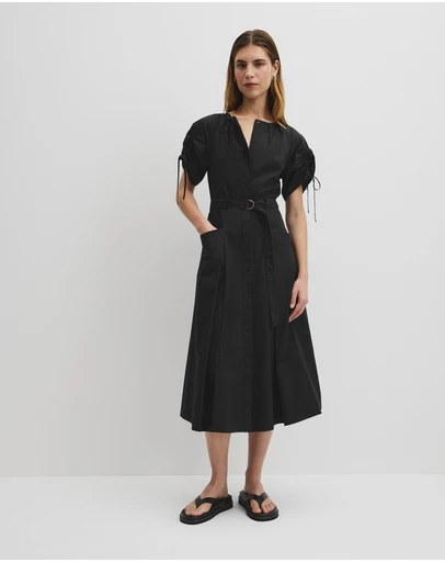 Country Road - Gathered Sleeve Midi Dress