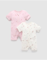 Purebaby - 2 Pack Short Zip Growsuit -Babies
