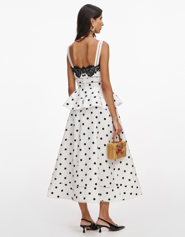 Self Portrait - Polka Dot Linen Midi Dress