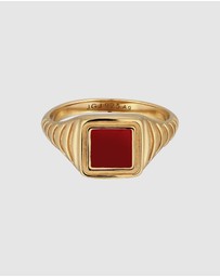 Elli Jewelry - Ring Signet 925 Sterling Silver Gold-Plated