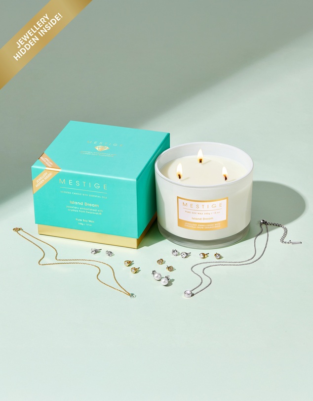 Mestige - Island Dream Scented Soy Candle 340g - Hidden Jewellery Embellished with crystals from Swarovski®