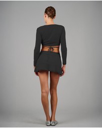 Love and Nostalgia -  Cross Your Heart Wrap Top - Black