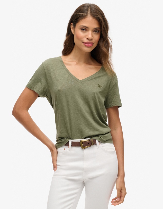 Superdry - Studios Slub Embroidered Vee Tee