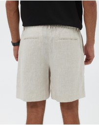 AERE - Seaside Pleated Linen Shorts