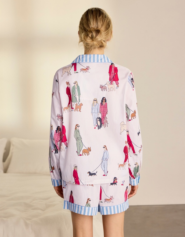 Chelsea Peers - Organic Cotton Ladies Walking Dogs Short Pyjama Set