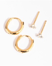 Lovisa - Gold Plated Sterling Silver Ball Stud & Huggie Earring Set