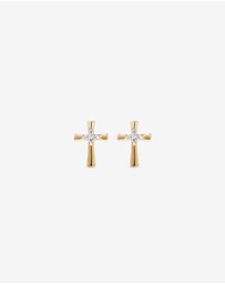 Michael Hill - Children's Cubic Zirconia Cross Stud Earrings in 10kt Yellow Gold