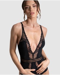 Passionata - Rodeo Plunge Opaque & Lace Lingerie Bodysuit