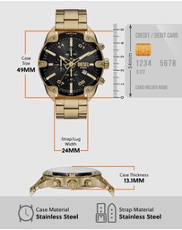 Diesel - Spiked Gold Tone Chronograph Watch
