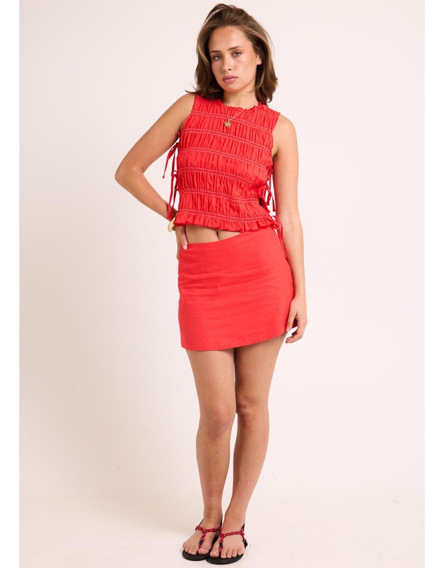 Subtitled - Brie Side Tie Shirred Top
