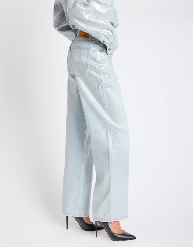 ONE TEASPOON - Jackson Mid Waist Wide Leg Denim Jeans - Blue Chrome