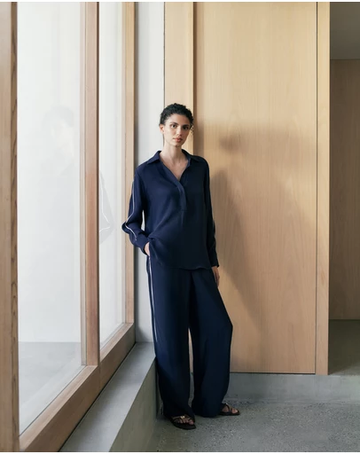 Trenery - Piping Detail Pull On Pant in Night Sky