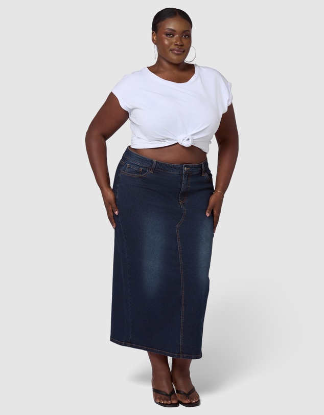 Indigo Tonic - Raven Denim Midi Skirt