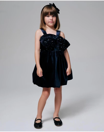 Bardot Junior - Kirrily Velour Bow Dress - Kids-Teens