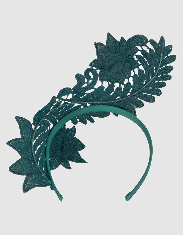 Max Alexander - Teal Lace Crown Headband Fascinator