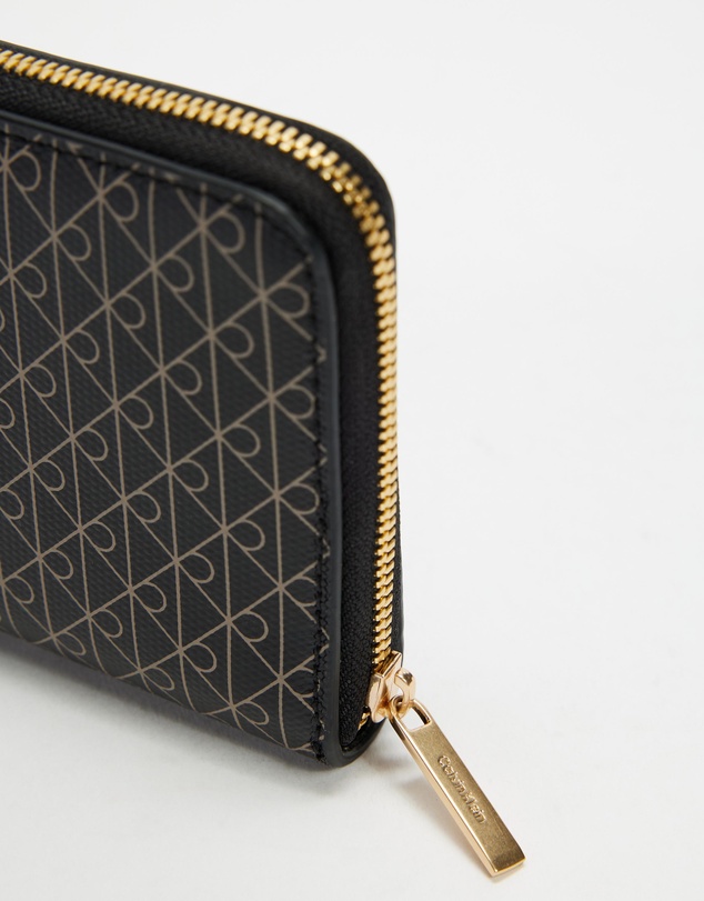 Calvin Klein - Emblem Allover Print Square Zip Around Wallet