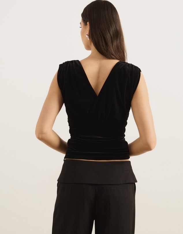 Atmos&Here - Dara Velvet V-Neckline Gathered Top