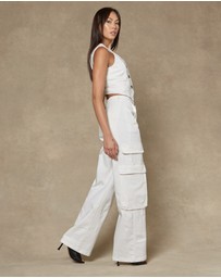 DRICOPER DENIM - Cargo Ivory Wide Leg Pants