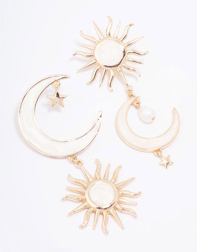 Lovisa - Gold Celestial Marble Drop Earrings