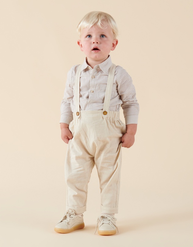 Designer Kidz - Finley Linen Suspender Pants