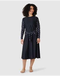 Modest Mermaid - Classic Dot tie front dress SPF50+