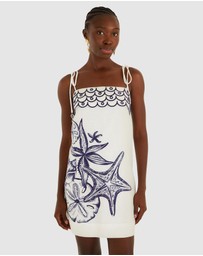 Farm Rio - Coast Stars Off-White Mini Dress