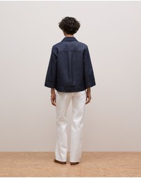 Trenery - Denim Popover Shirt in Indigo Rinse