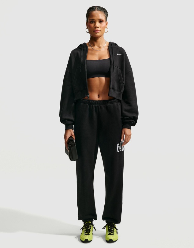 Nike - Studio Fleece Medium Weight Oversized Full-Zip Cropped Hoodie