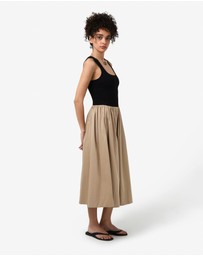 Forcast - Soho Knit & Poplin Midi Dress