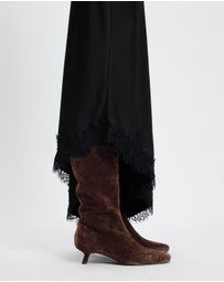 AERE - Maria Suede Knee High Kitten Heel Boots