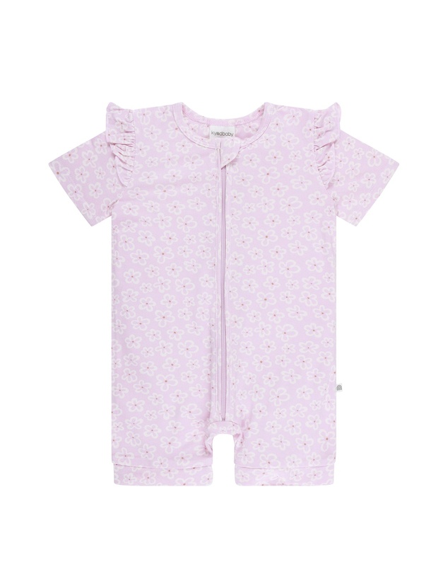 Kynd Baby - Day or Night Short Sleeve Frill Onesie Frangipani - Size 0