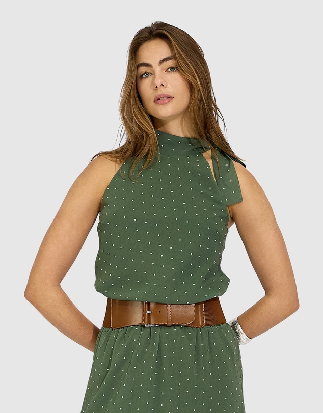 Belle & Bloom - Bare It All Bias Tie Neck Top