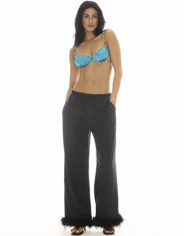 THE TALES - Frida Feather Trim Floral Pants