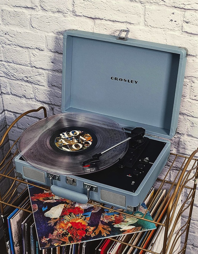 Crosley - Crosley Cruiser Bluetooth Portable Turntable - Tourmaline + Bundled Crosley Record Storage Display Stand