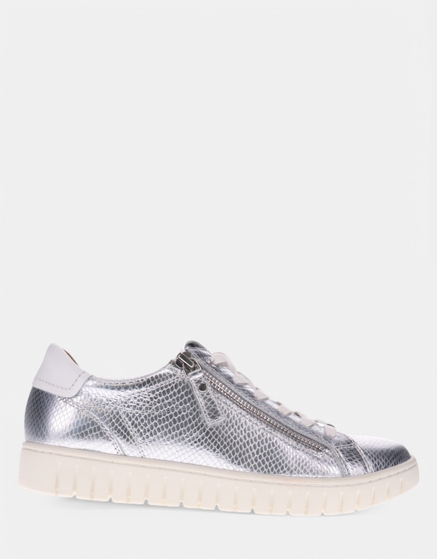 Mia Vita - Luna Zip Casual Sneaker - Silver Snake