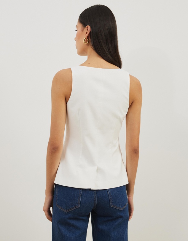 Atmos&Here - Solene Linen Blend Boat Neck Vest