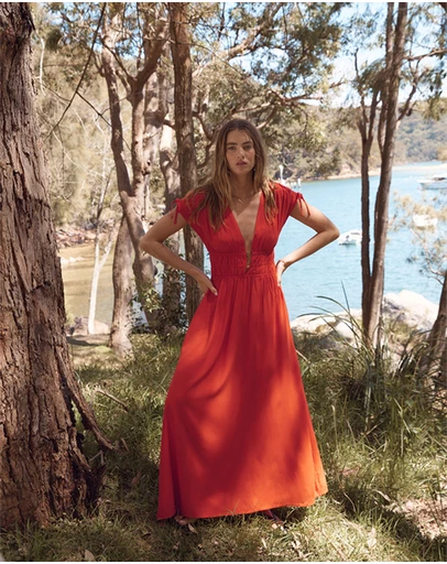 MINKPINK - Scarlett V-Neck Midi Dress