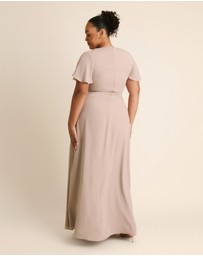 Six Stories - Knot Front Flutter Sleeve Chiffon Bridesmaid Dress