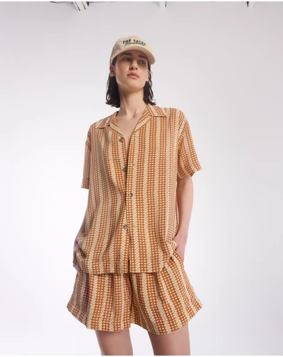THE TALES - The Tales Retro Daisy Crepe Camp Shirt