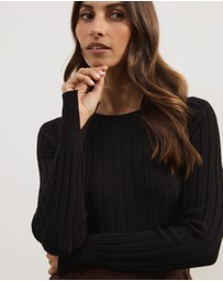 Atmos&Here - Rumi Long Sleeve Fitted Rib Knit Top
