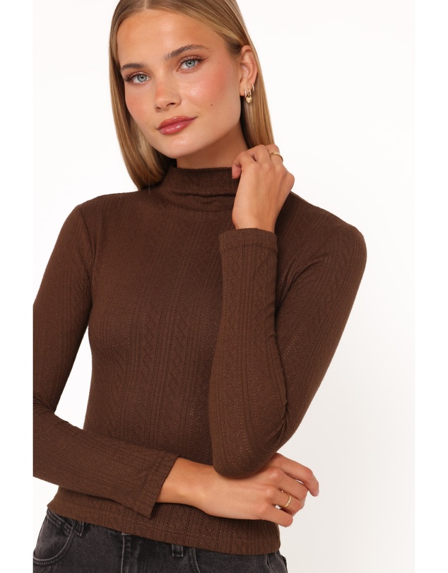Petal & Pup - Aquila Pointelle Knit Top - Chocolate