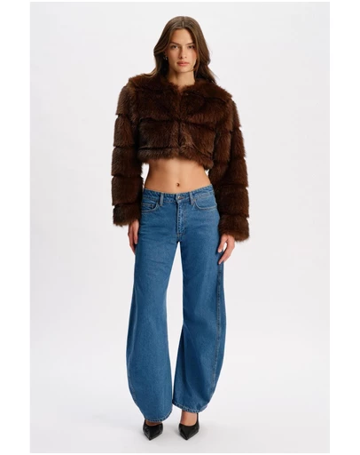 Bardot - Petro Cropped Faux Fur Jacket
