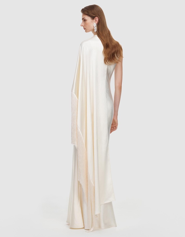 Self Portrait - Satin Fringed Maxi Dress