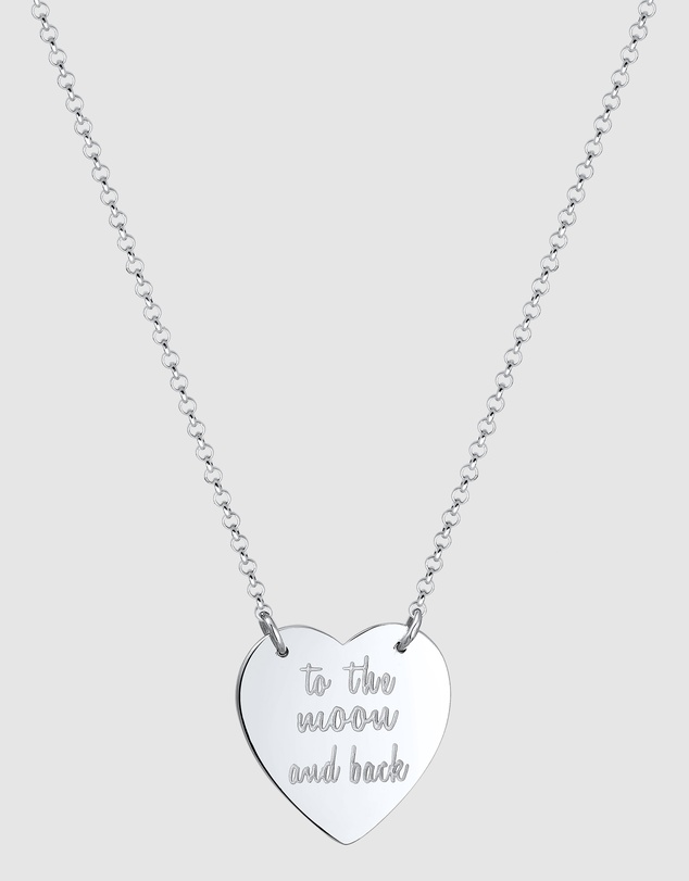 Elli Jewelry - Necklace Pendant Love Heart Wording in 925 Sterling Silver